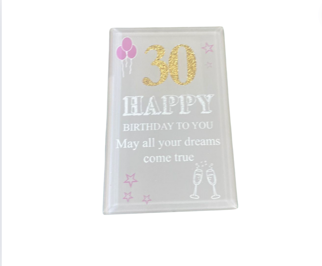 30th birthday glass frame