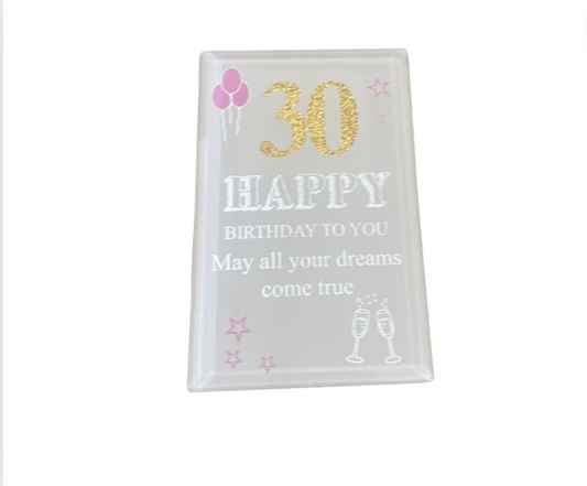 30th birthday glass frame