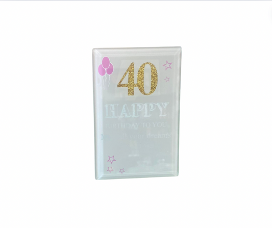 40th birthday glass frame