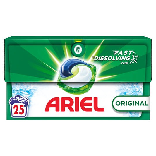 Ariel All In One Washing Liquid Pods Original 25 Washes 490G