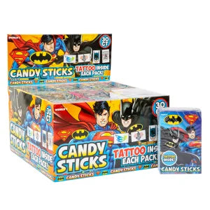 BATMAN & SUPERMAN TATTOO CANDY STICKS