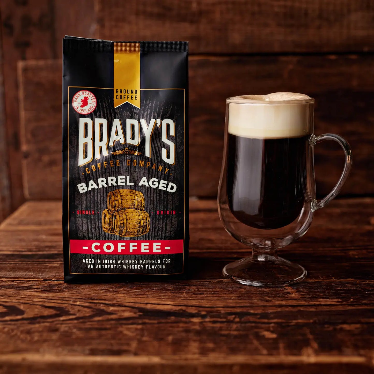 Brady's Barrel-Aged Irish Whiskey Coffee Ground Coffee Bag