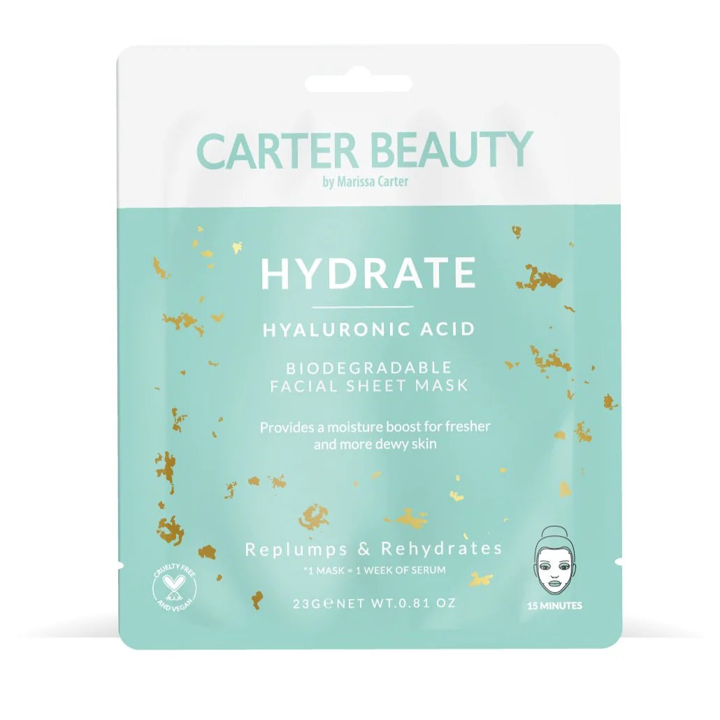 Carter Beauty Hydrate Hyaluronic Acid Facial Sheet Mask