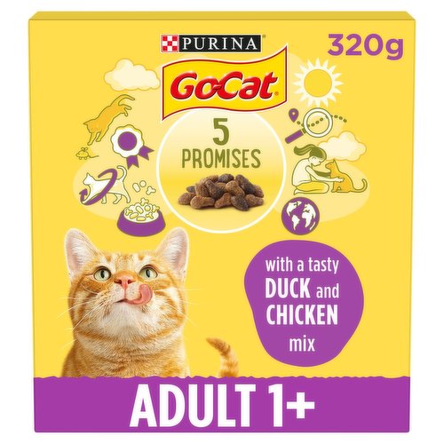 GO-CAT WITH DUCK AND CHICKEN MIX DRY CAT FOOD 320G