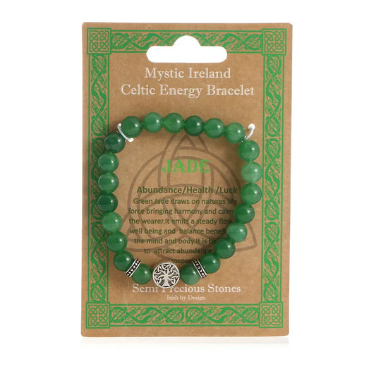 Celtic Energy Bracelet Jade Stone For Luck, Good Health & Abundance