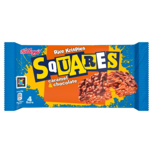 KELLOGG'S RICE KRISPIES SQUARES CURIOUS CARAMEL & CHOCOLATE SNACK BARS 4X36G