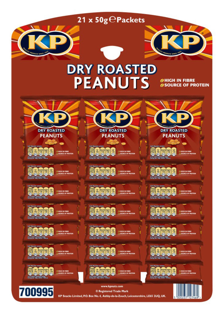 KP DRY ROASTED PEANUTS 21 X 50G PUB CARD reduced