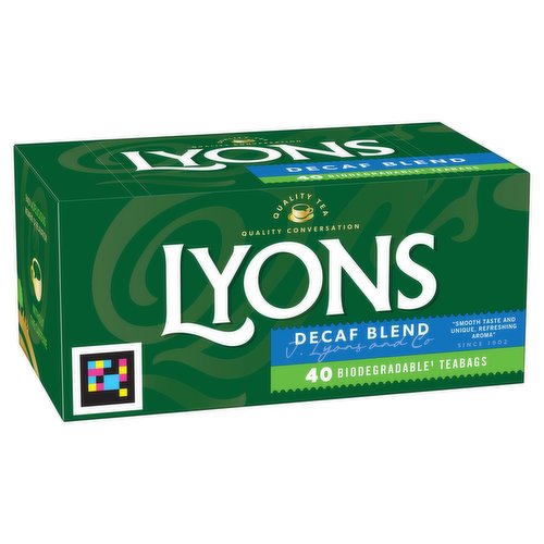 Mezcla de té descafeinado Lyons, paquete de 40 