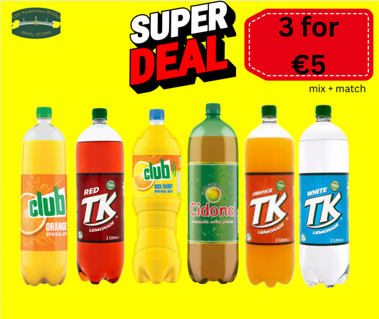 3 FOR €5 ON LARGE BOTTLES