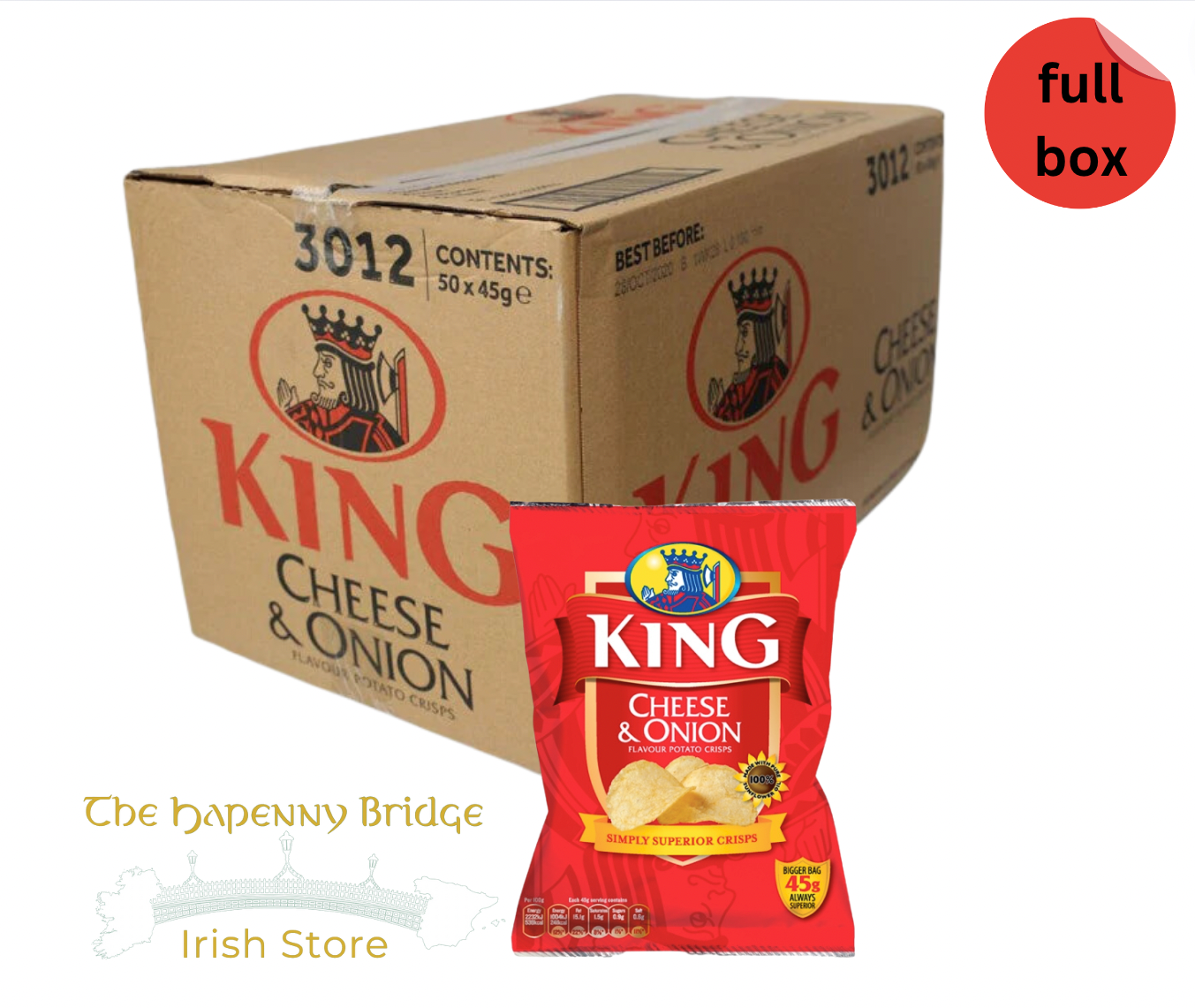 PATATAS FRITAS KING QUESO Y CEBOLLA 45G CAJA DE 50 (ws) 