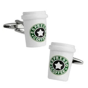 Starbuck expresso Coffee Mug Novelty Cufflink In Pouch Fashion Men Cuff link