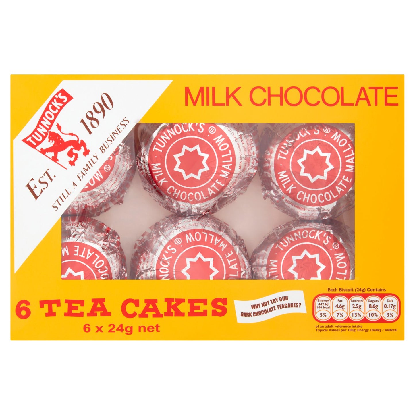 Tunnock's Milk Chocolate Tea Cakes Paquete de 6 (144 g), 144 gramos 