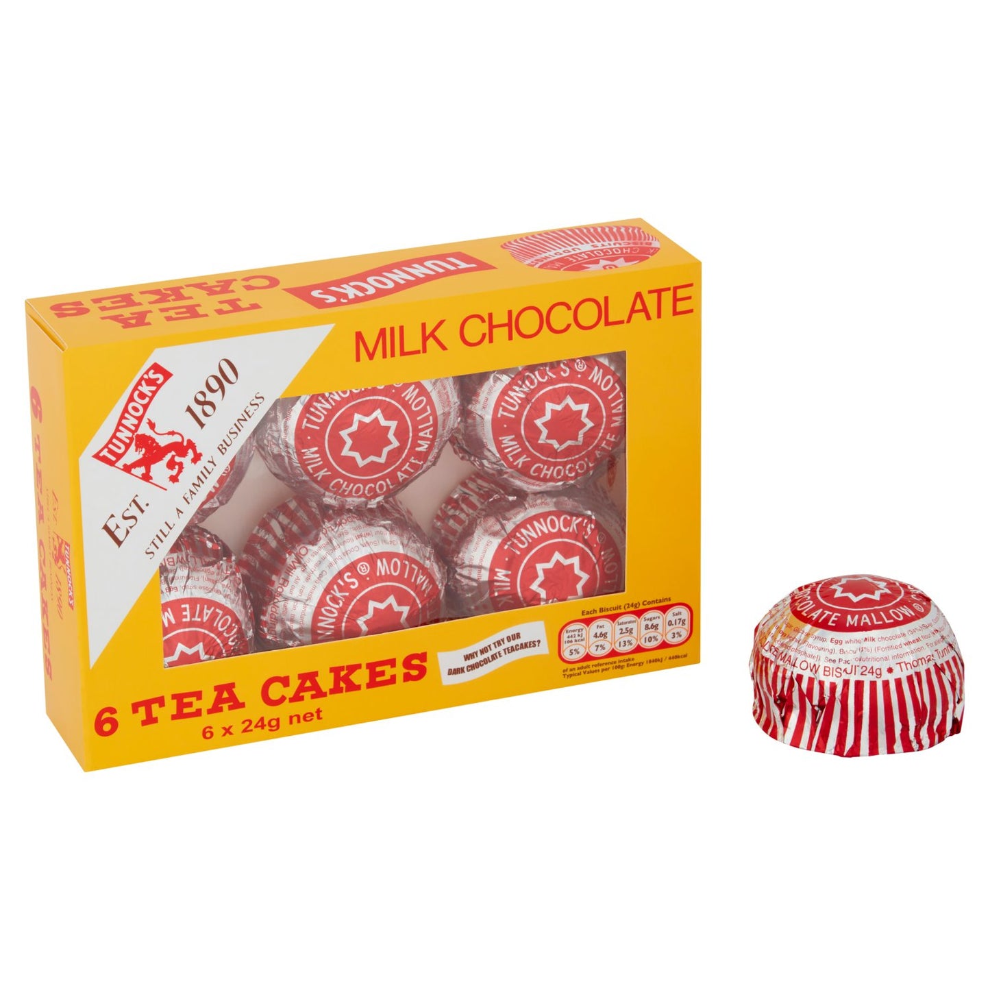 Tunnock's Milk Chocolate Tea Cakes Paquete de 6 (144 g), 144 gramos 