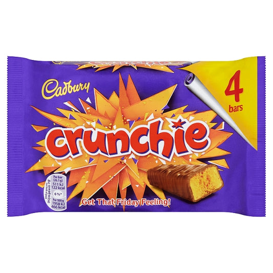 Paquete de 4 barras de chocolate Cadbury Crunchie (26,35 g) 