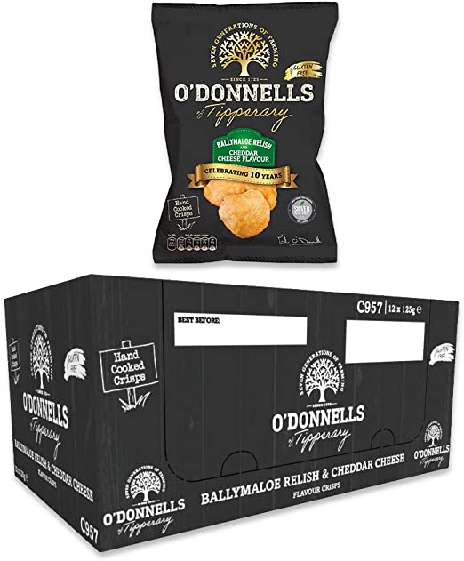 O'Donnells Ballymaloe Relish & Cheddar Cheese Flavour Potato Crisps, 24 x 50g (ws)