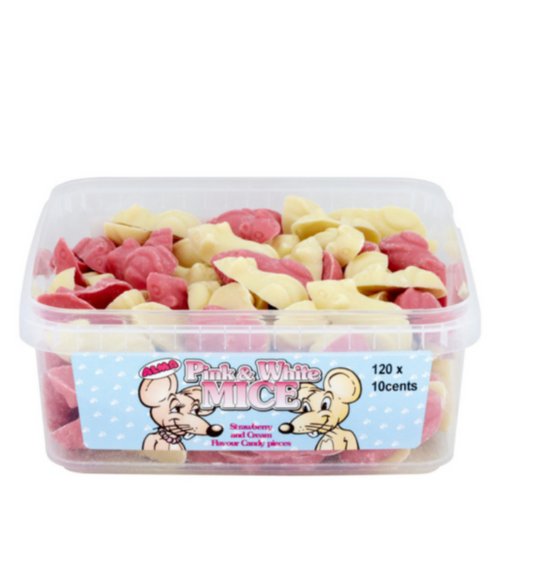 Pink &amp; White Mice Fresa &amp; Nata Chocolate 1 euro bolsa 