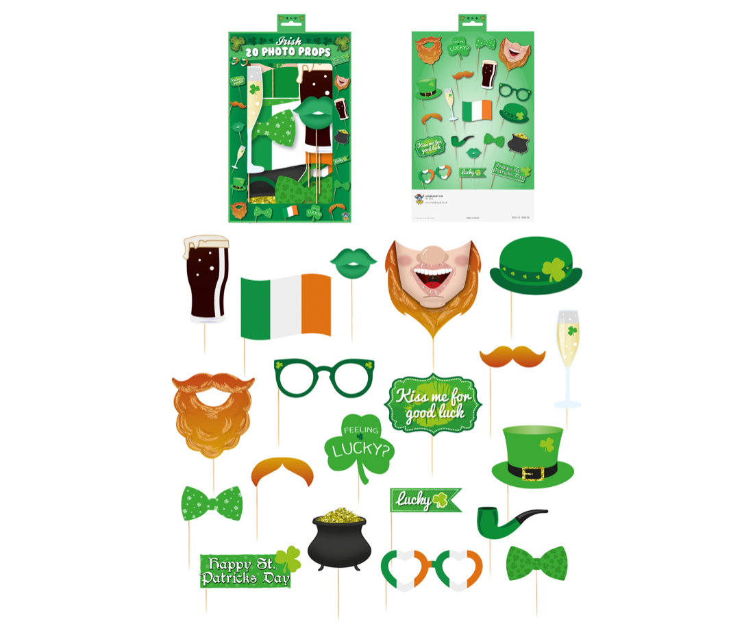 Accesorios para cabina de fotos del día de San Patricio con palos (diseños variados)