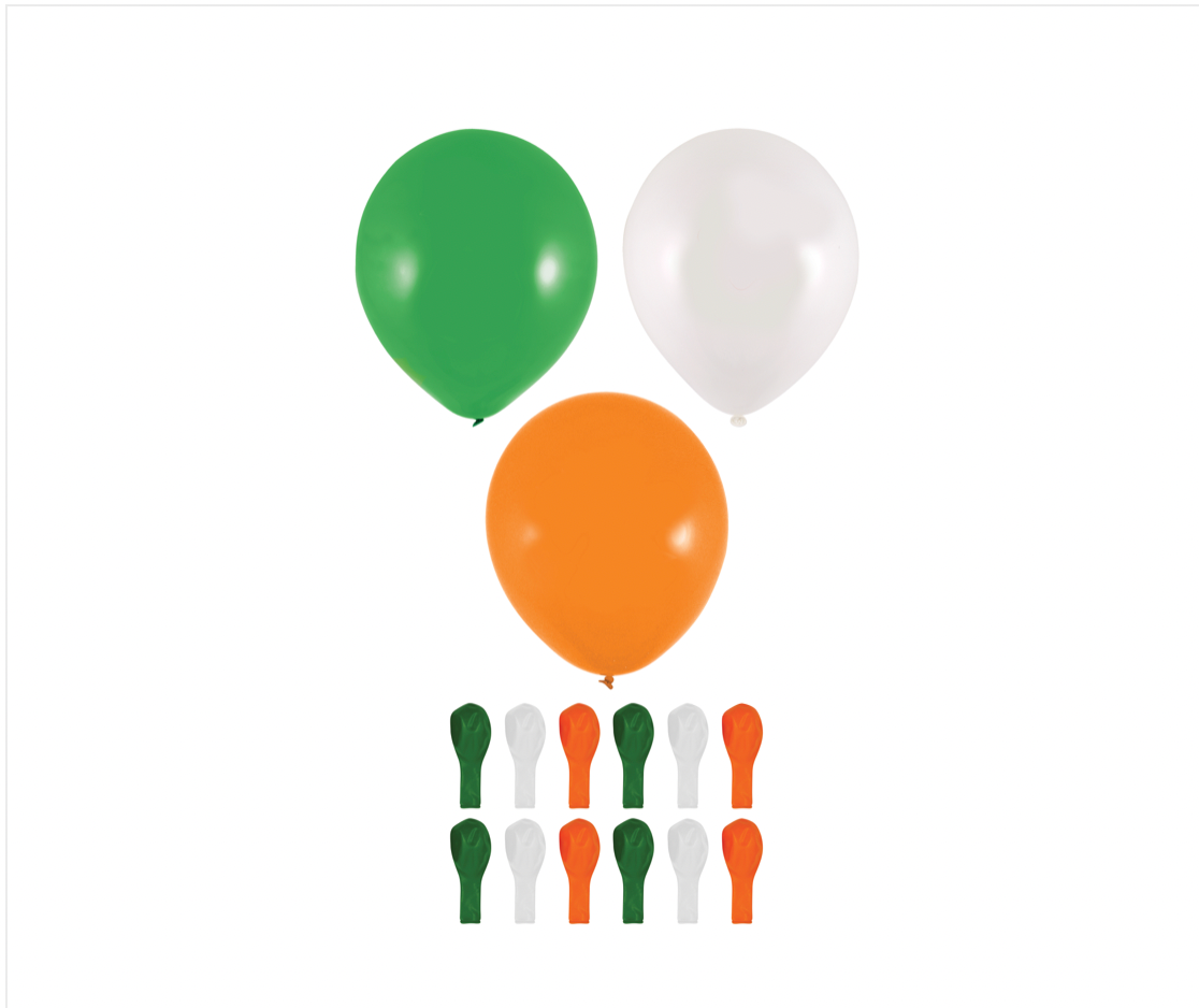 Globos tricolores irlandeses del día de San Patricio (23 cm) 3 colores surtidos