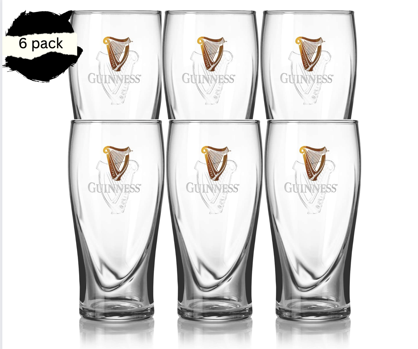 Guinness Official 20oz Gravity Pint Glass paquete de 6 