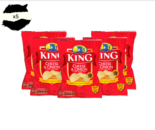 KING CHEESE AND ONION 37G CRISPS X 5PKS