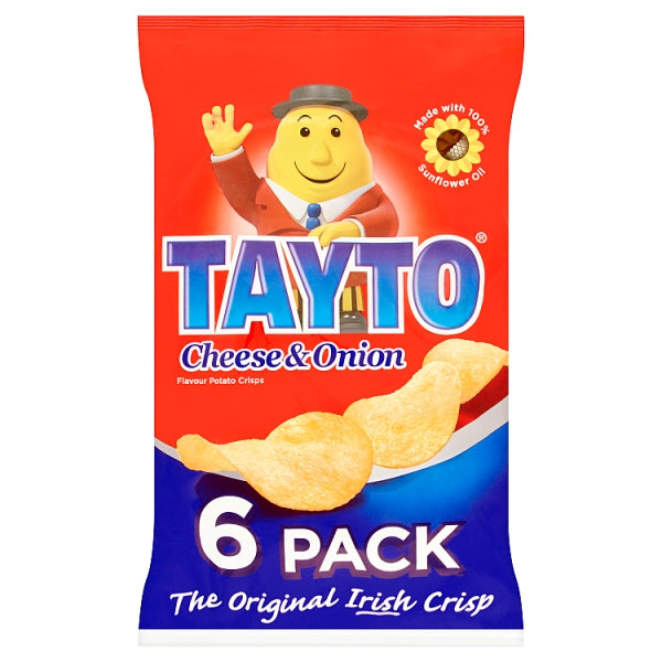 Paquete de 6 chips de queso y cebolla Tayto 