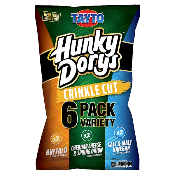 Tayto Hunky Dorys Crinkle Cut Variedad de patatas fritas paquete de 6 (25 g) 