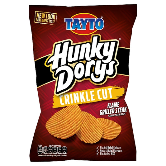 Patatas fritas de bistec a la parrilla con corte ondulado Hunky Dorys (42 g) X CAJA DE 50 PKS 