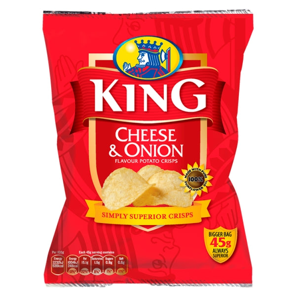 KING CHEESE AND ONION 37G CRISPS X 5PKS