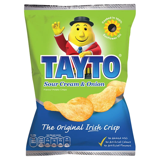 Tayto Sour Cream & Onion Crisps  50 x 42g Bags (pre-order)